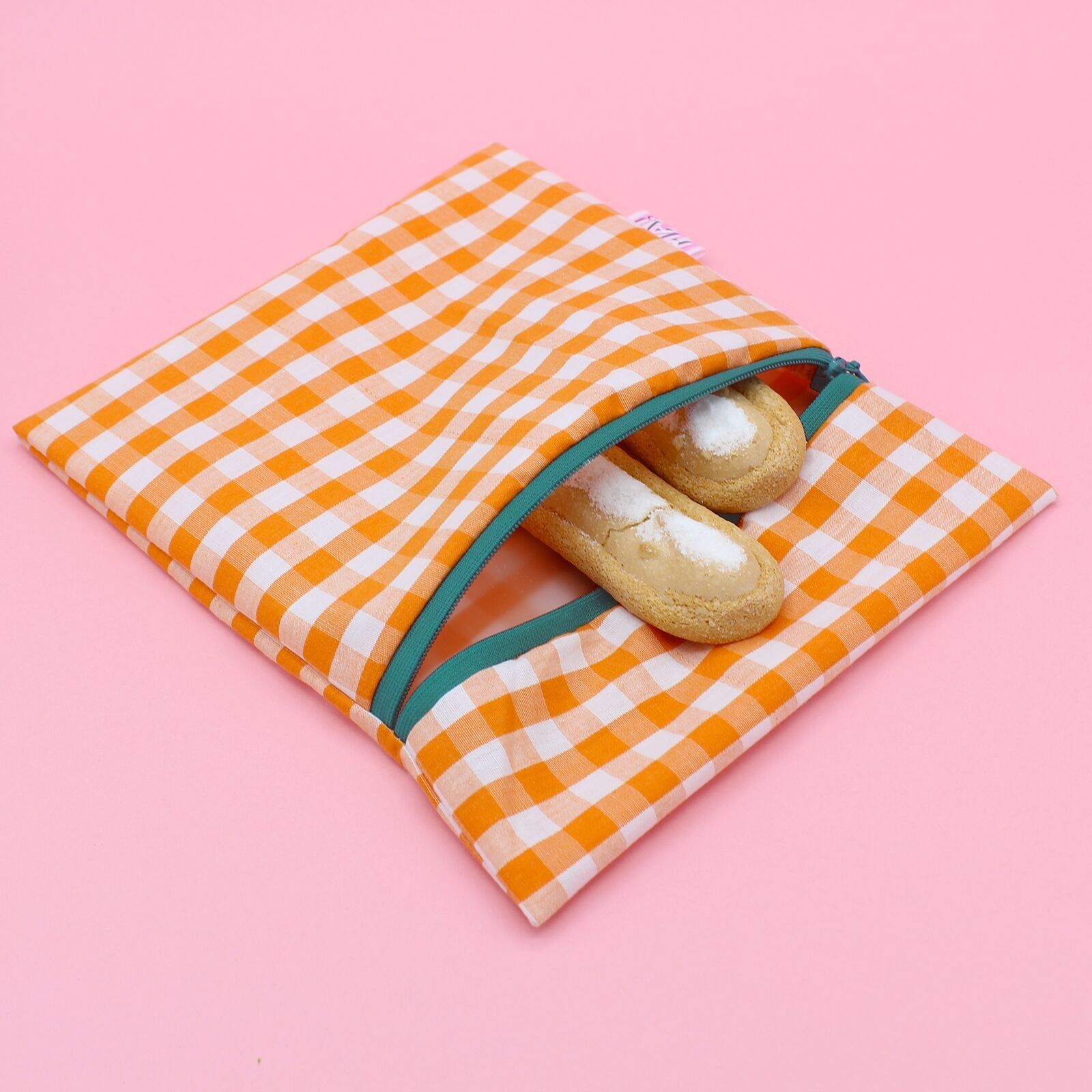 Snack bag - orange gingham
