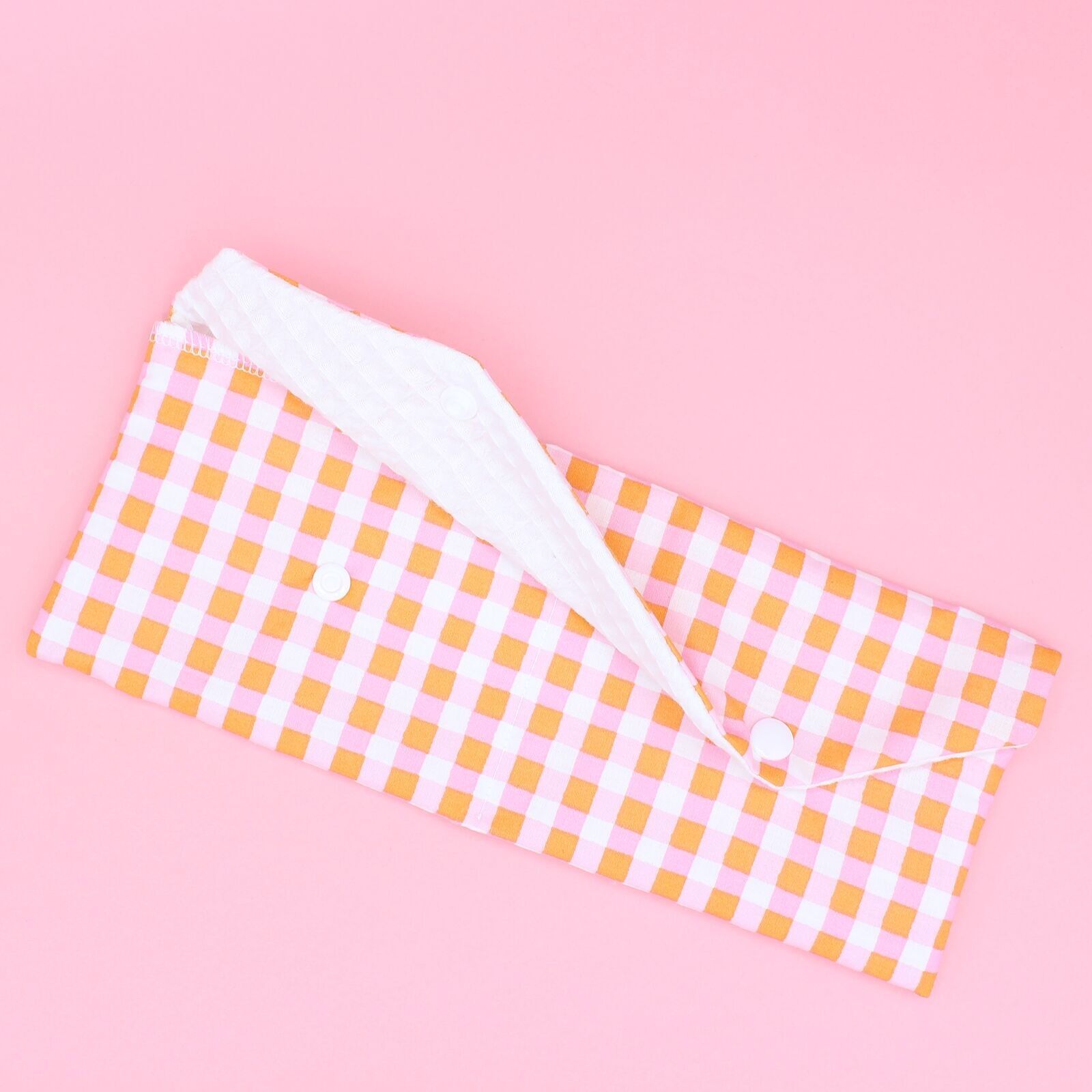 Maxi pochette à savon - vichy - rose - orange