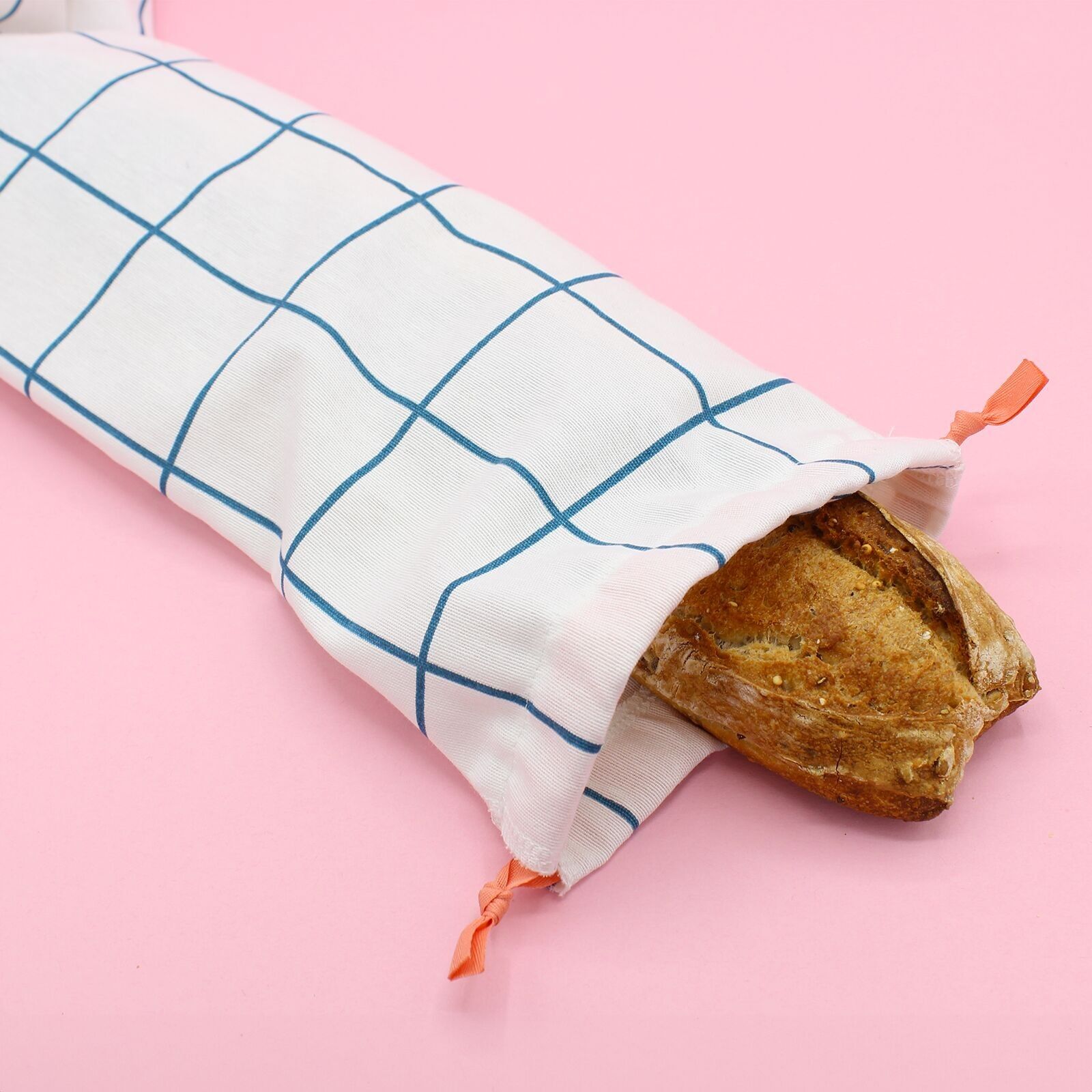 Sac à baguette en coton épais - carreaux bleus