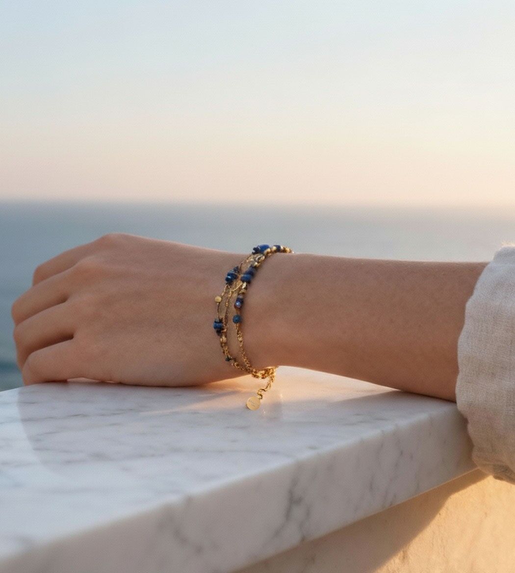 Bracciale multifilare Chora Navy | Gioielli fatti a mano in Francia