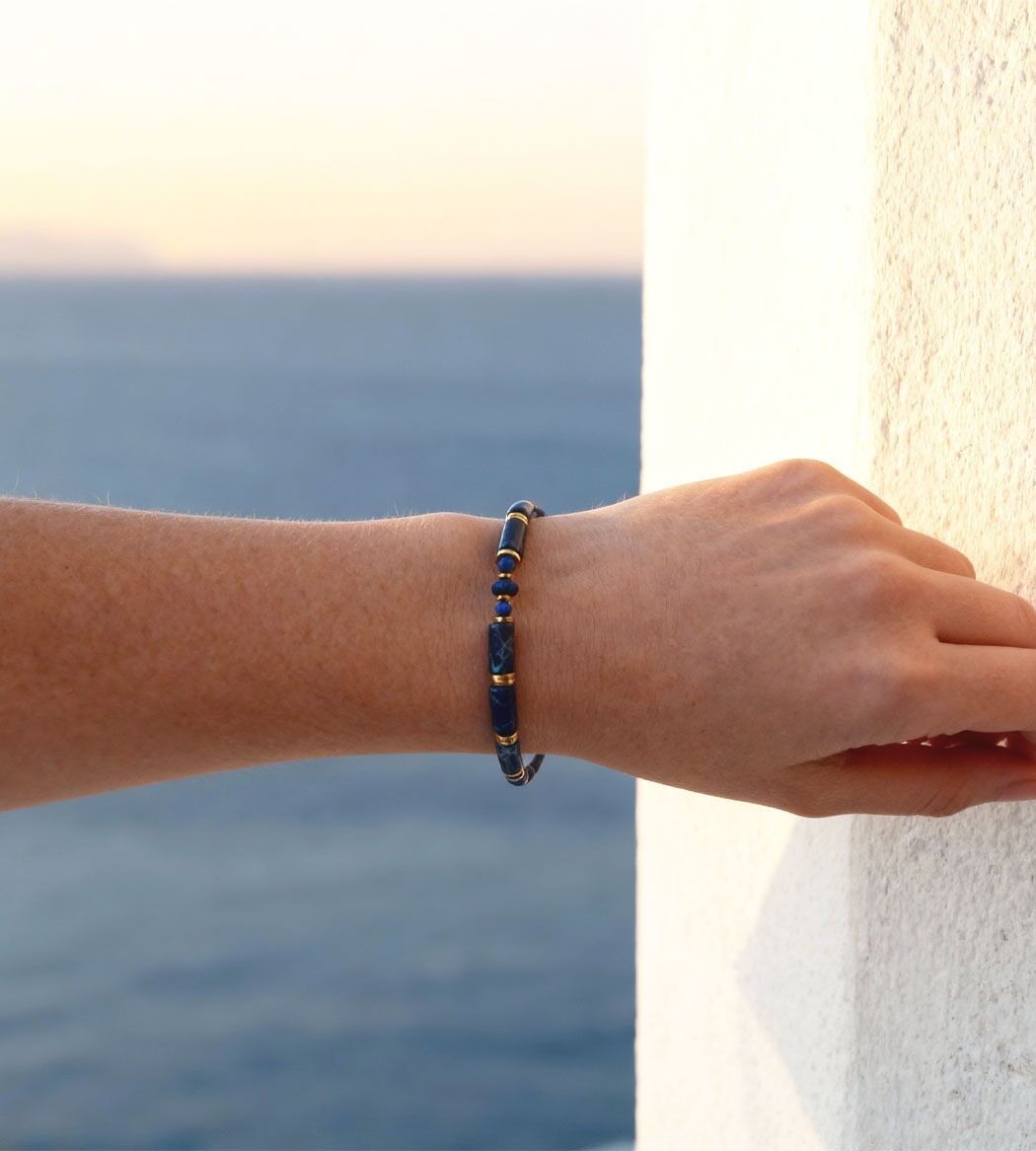 Bracciale con perline blu Asteri | Gioielli fatti a mano in Francia