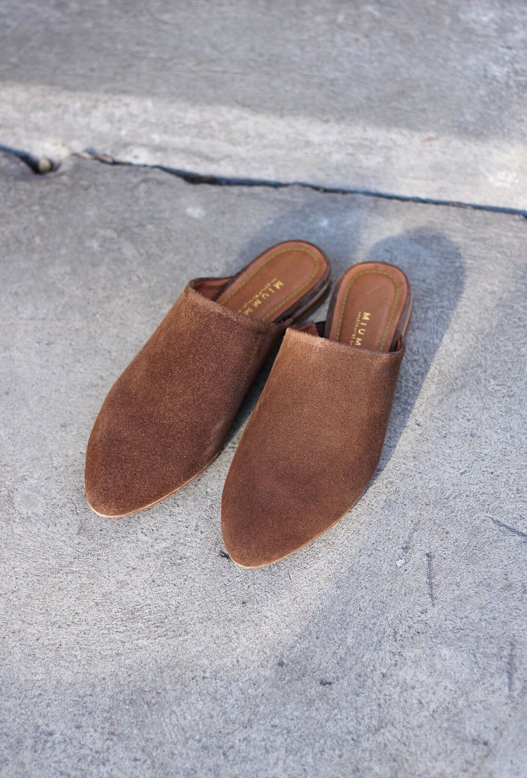 Mules in pelle scamosciata fatte a mano - Nocciola - Marrone sigaro 35-42