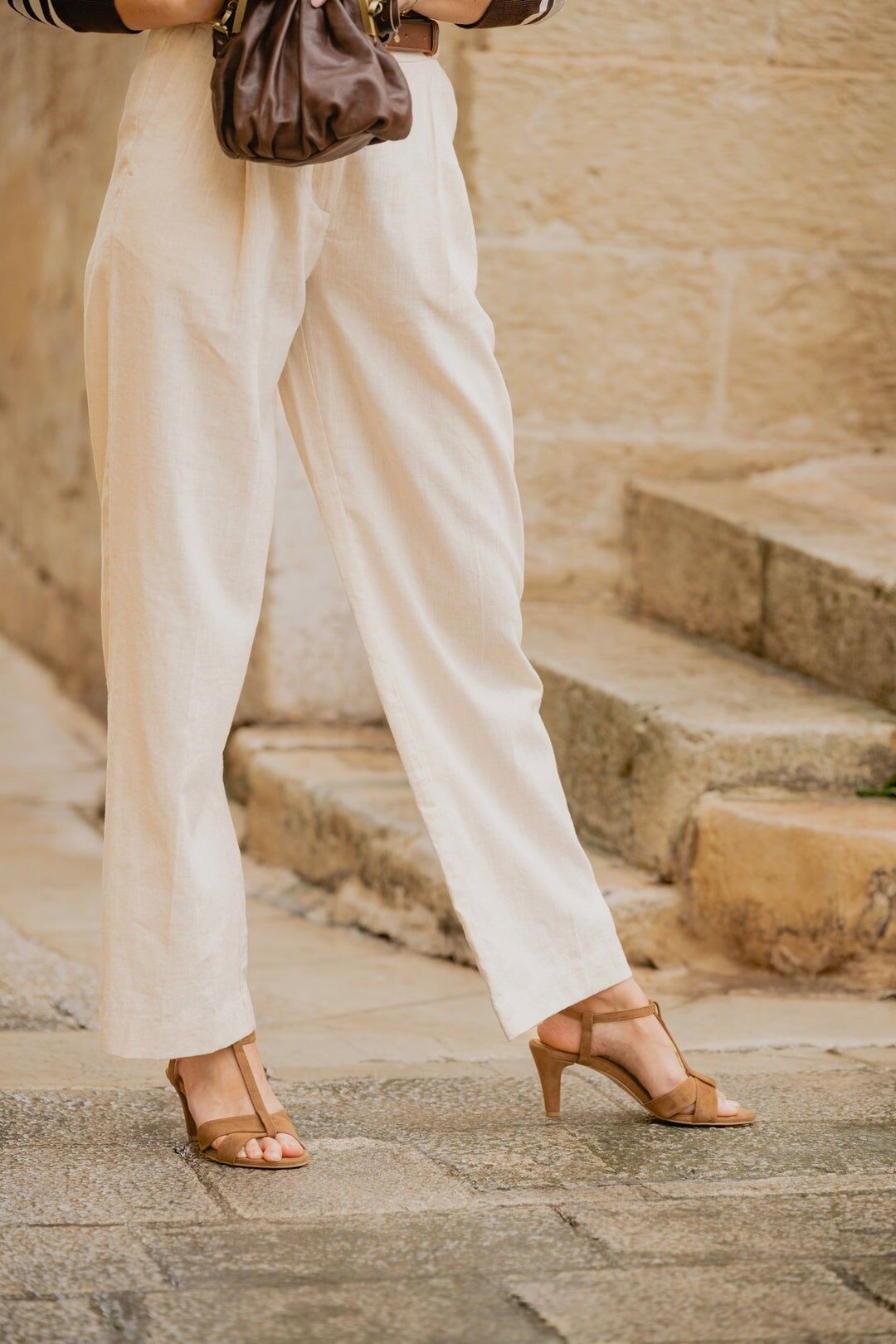 Sandalo in pelle scamosciata fatto a mano (6 cm) - Josephine - Marrone Cigaro 35-42