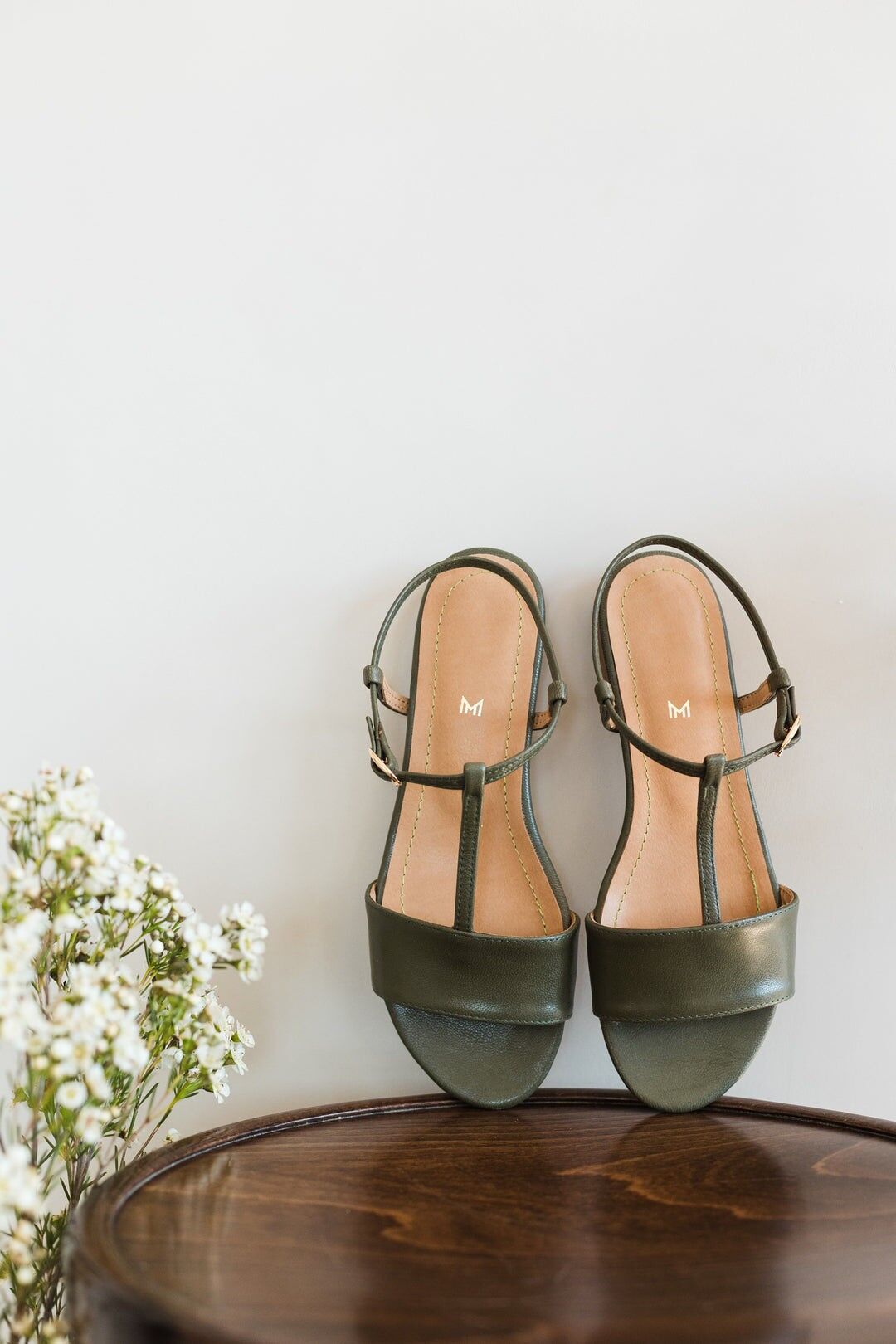 Sandali in pelle fatti a mano - Amalia - Verde oliva 35-42