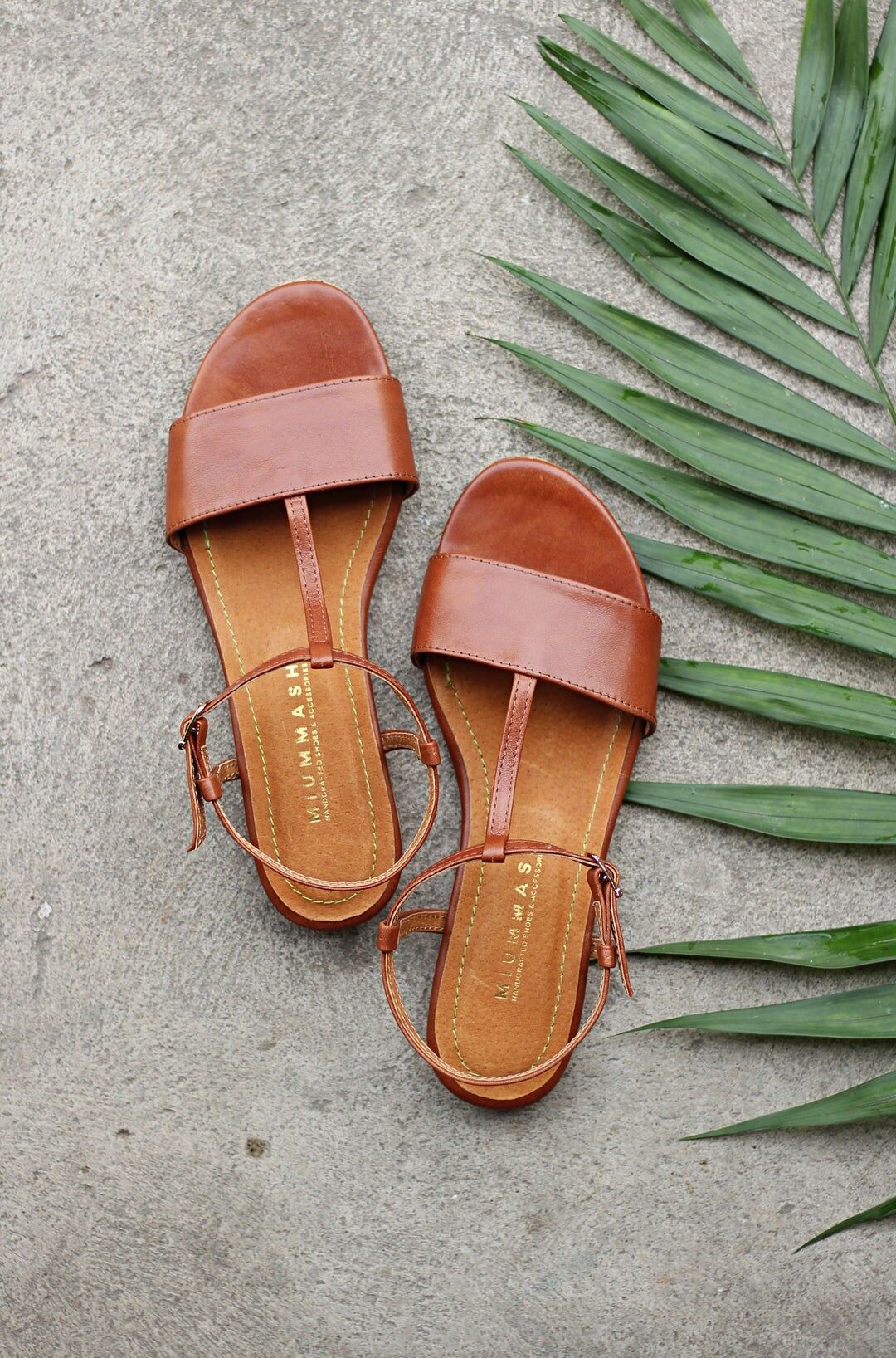 Sandali in pelle fatti a mano - Amalia - Marrone Cognac 35-42
