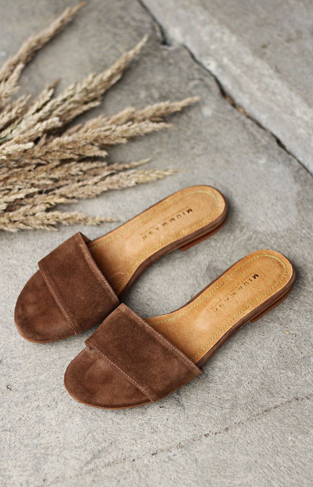 Sandalias de ante para mujer – Lea - Marrón cigarro sin cordones talla 35-42