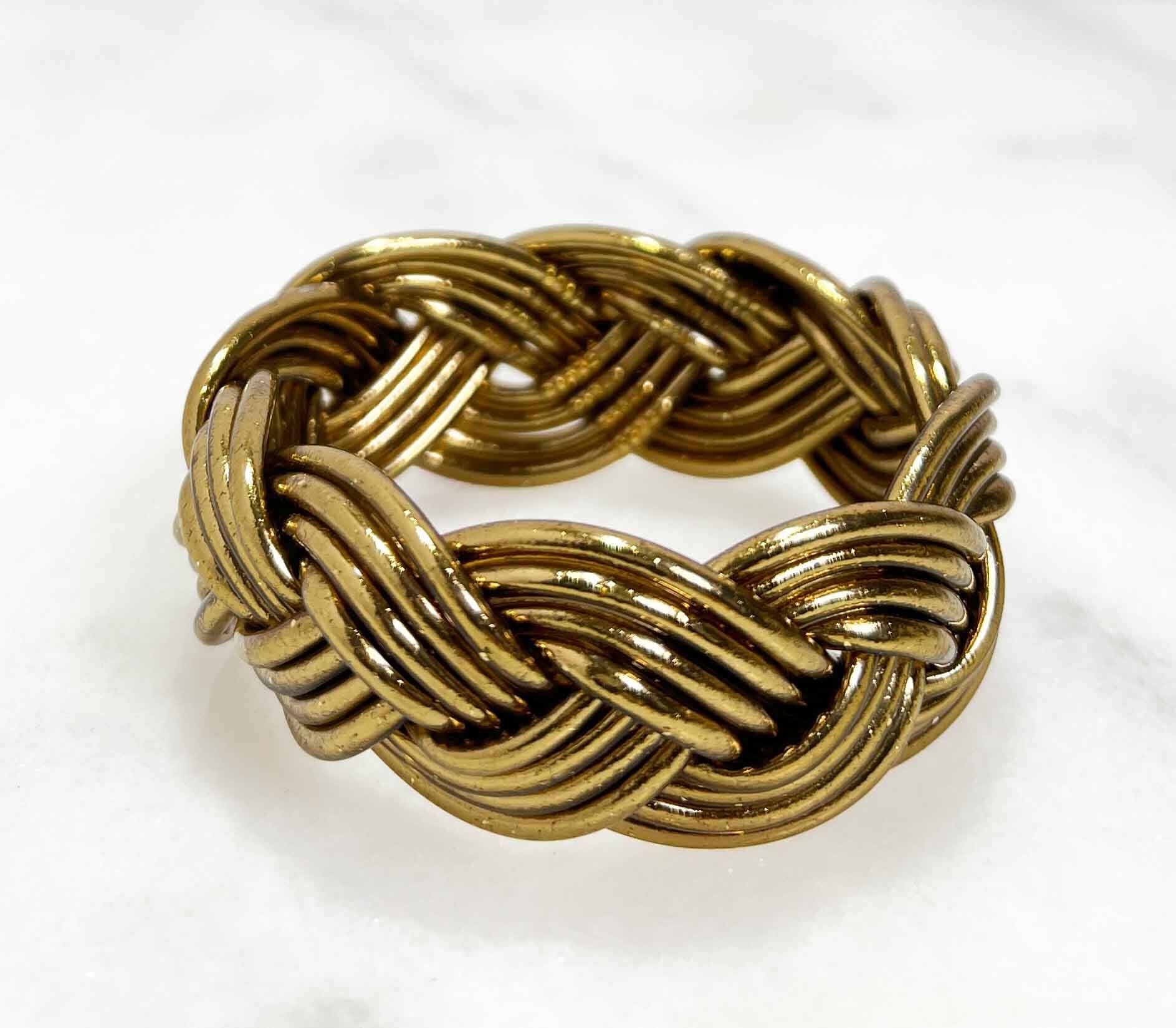 Certified Buddhist Bracelet Made in Thailand with Mantra - Ultra Wide Cuff Model - Gold Patina