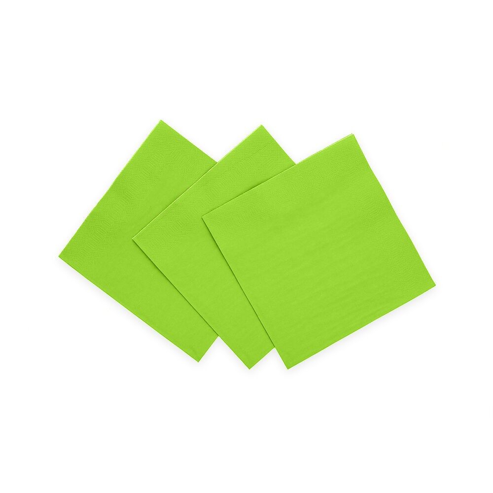 20 serviettes cocktail en papier 3 plis 24 x 24 cm FSC - Vert citron