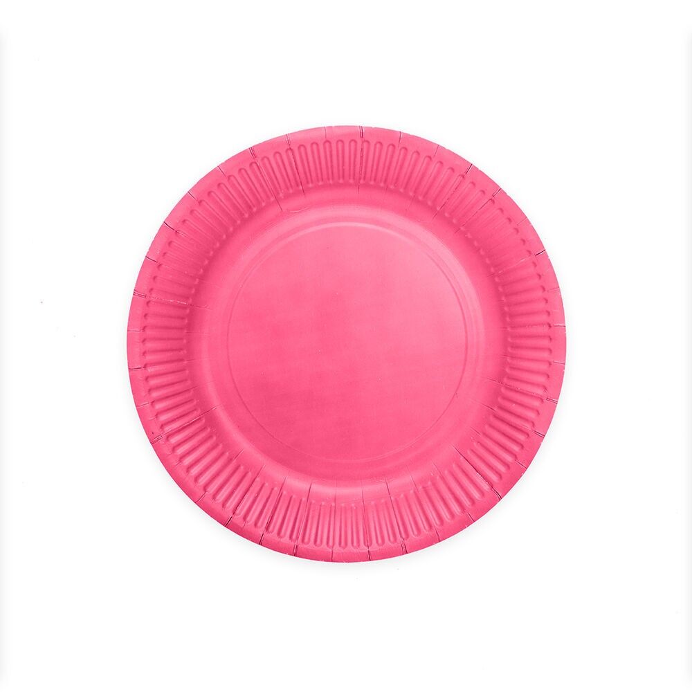 8 Assiettes en carton 23 cm FSC - Rose vif