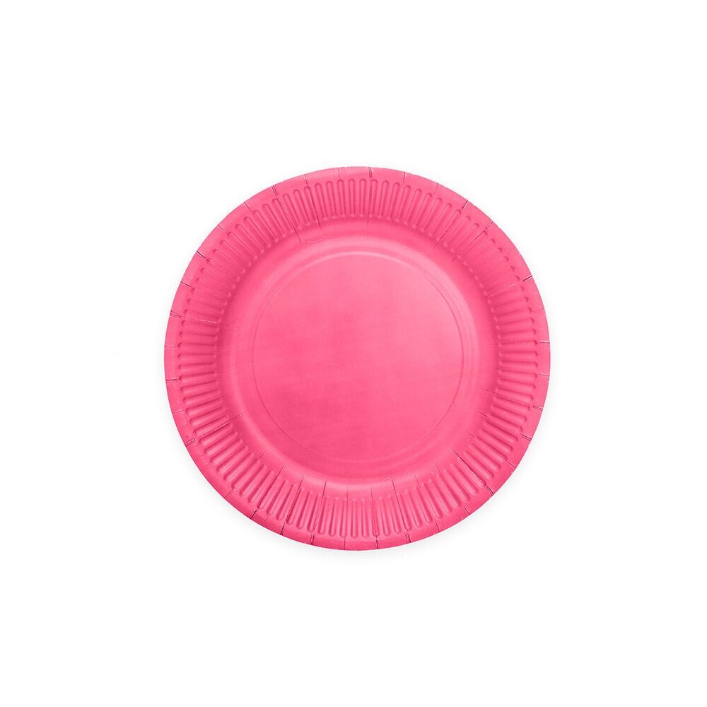 8 Assiettes en carton 18 cm FSC - Rose vif