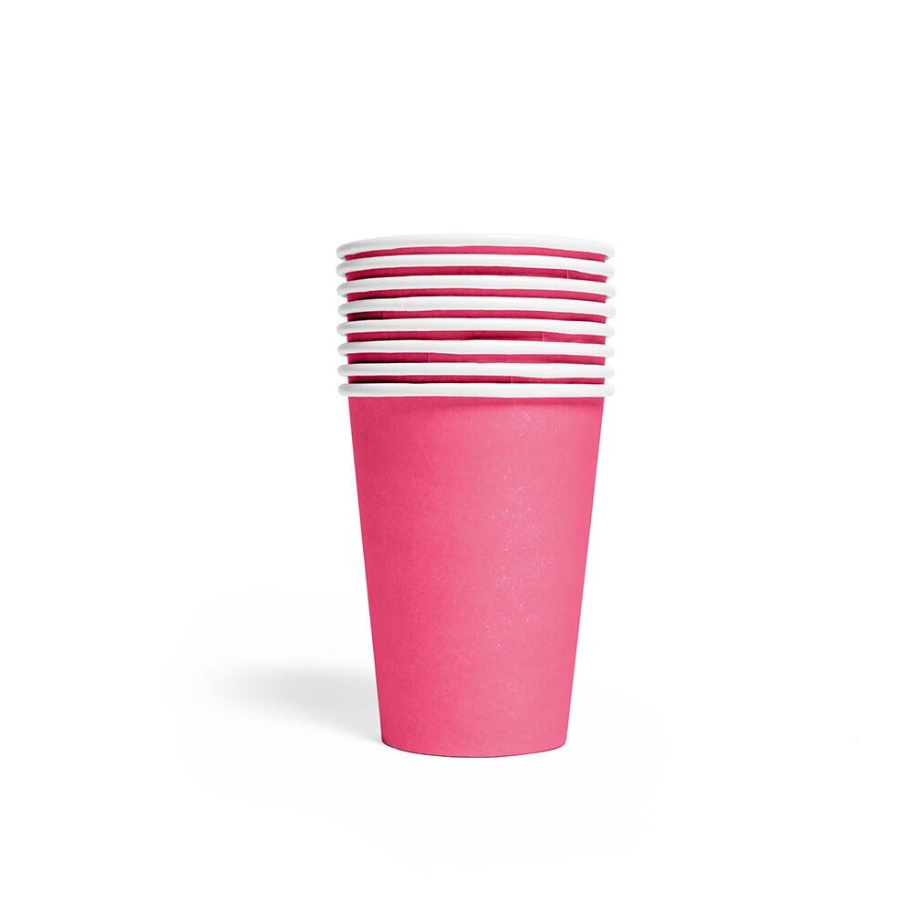 8 Gobelets en papier 210 ml FSC - Rose vif
