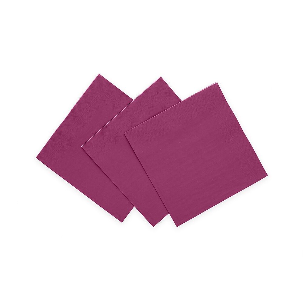 20 serviettes à cocktail en papier 3 plis 24 x 24 cm FSC - Violet