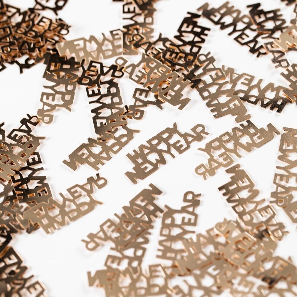 Confettis de table or rose texte « Bonne année » - 14 grammes