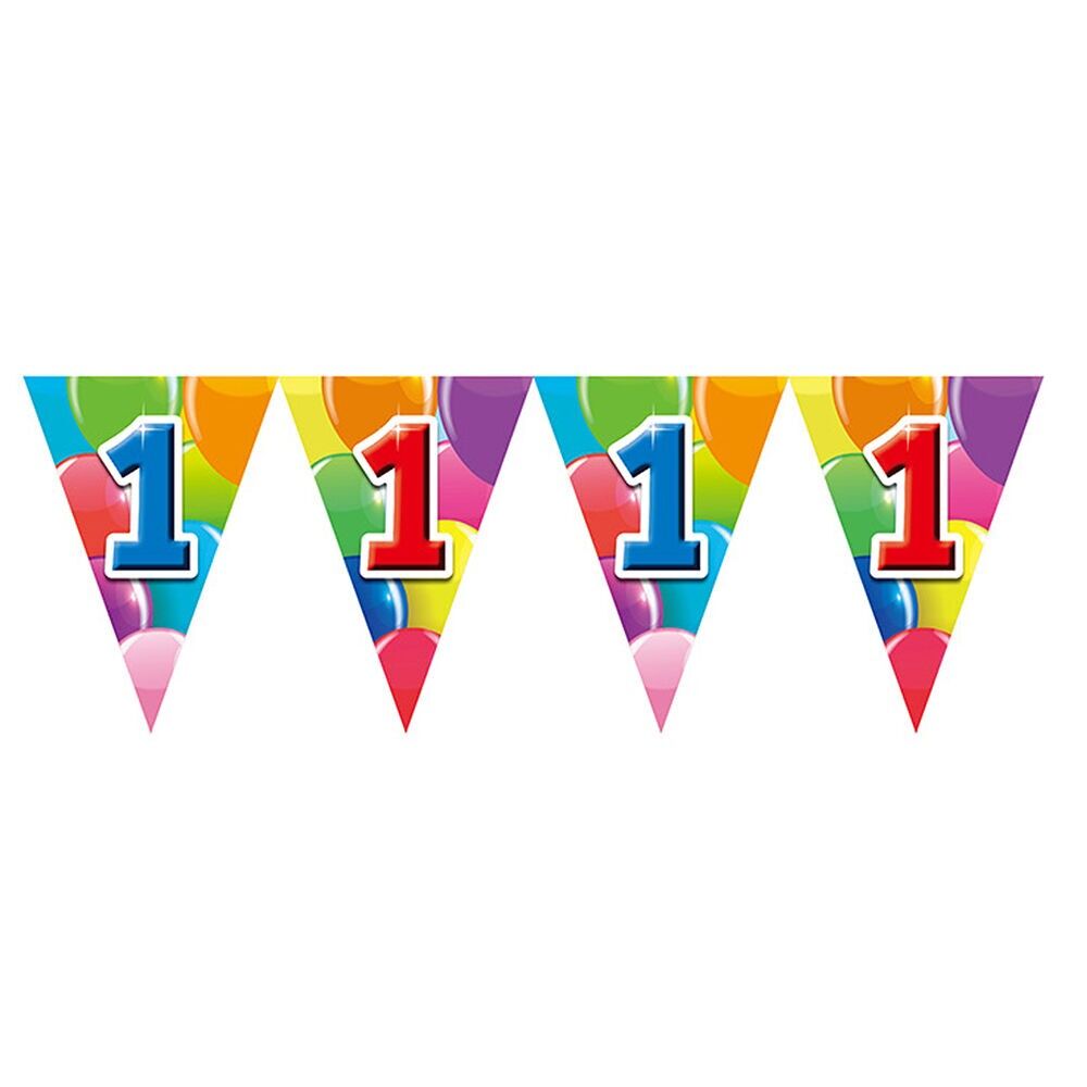 Guirlande de fanions PET 10 m - Impression recto verso - Format drapeau 20 x 30 cm - '1'