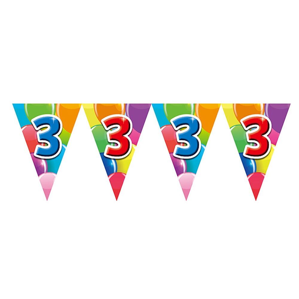 Guirlande de fanions PET 10 m - Impression recto verso - Format drapeau 20 x 30 cm - '3'