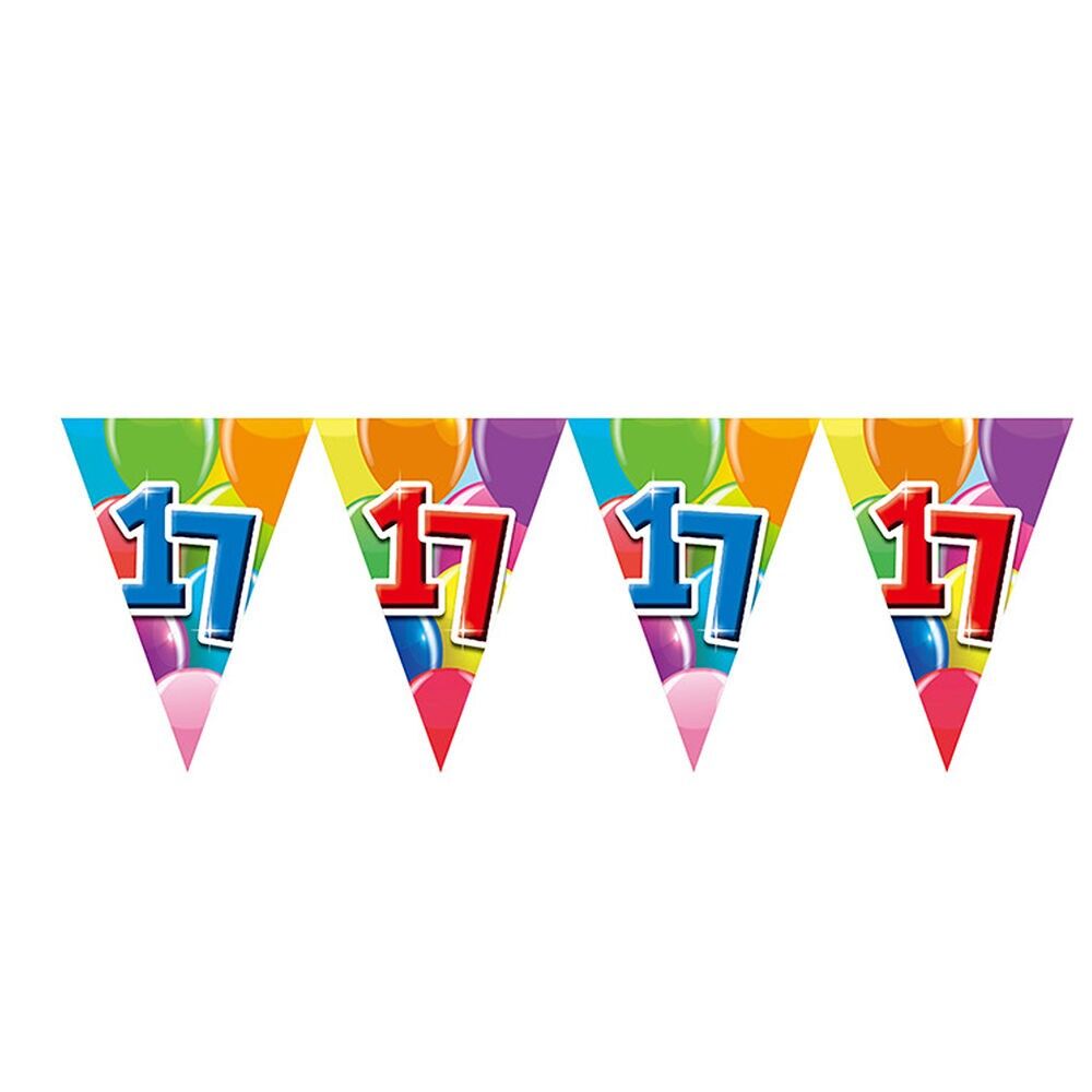 Guirlande de fanions PET 10 m - Impression recto verso - Format drapeau 20 x 30 cm - '17'