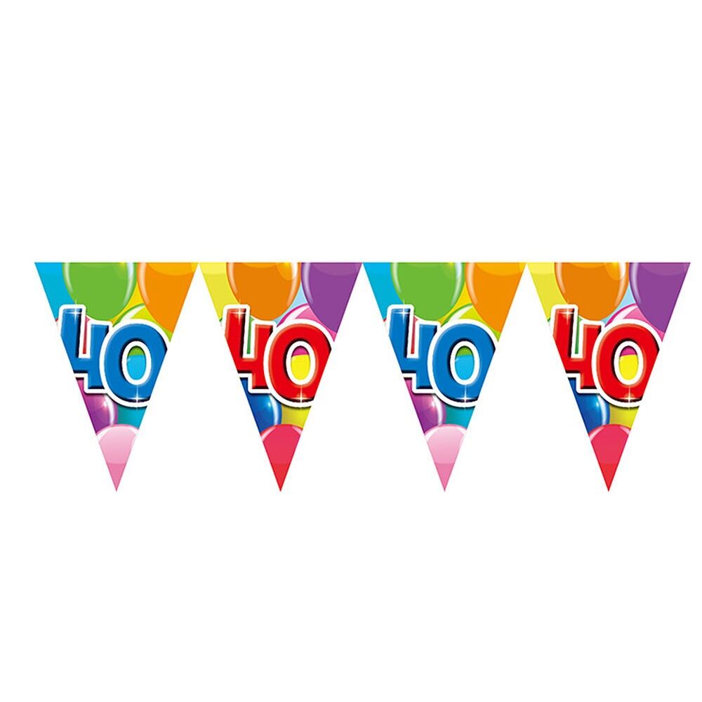 Guirlande de fanions PET 10 m - Impression recto verso - Format drapeau 20 x 30 cm - '40'