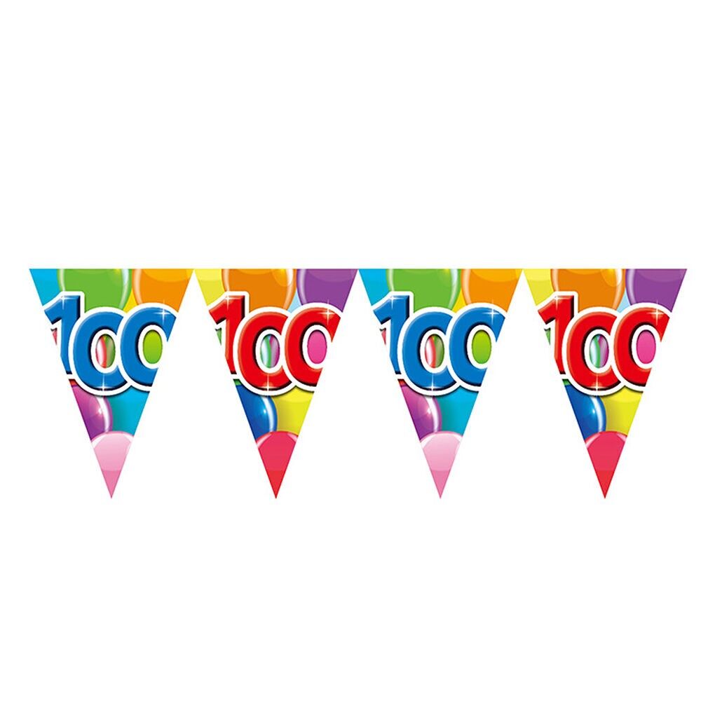Guirlande de fanions PET 10 m - Impression recto verso - Format drapeau 20 x 30 cm - '100'