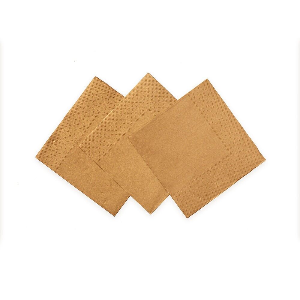 20 serviettes à cocktail en papier 3 plis 24 x 24 cm FSC - Or rose