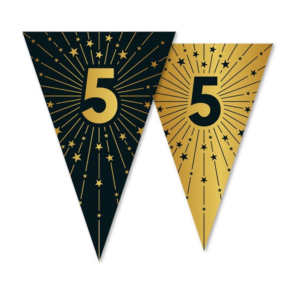 Wimpelkette PET 10m - 2-seitiger Druck - Flaggengröße 20x30cm - '5' Golden Celebrations
