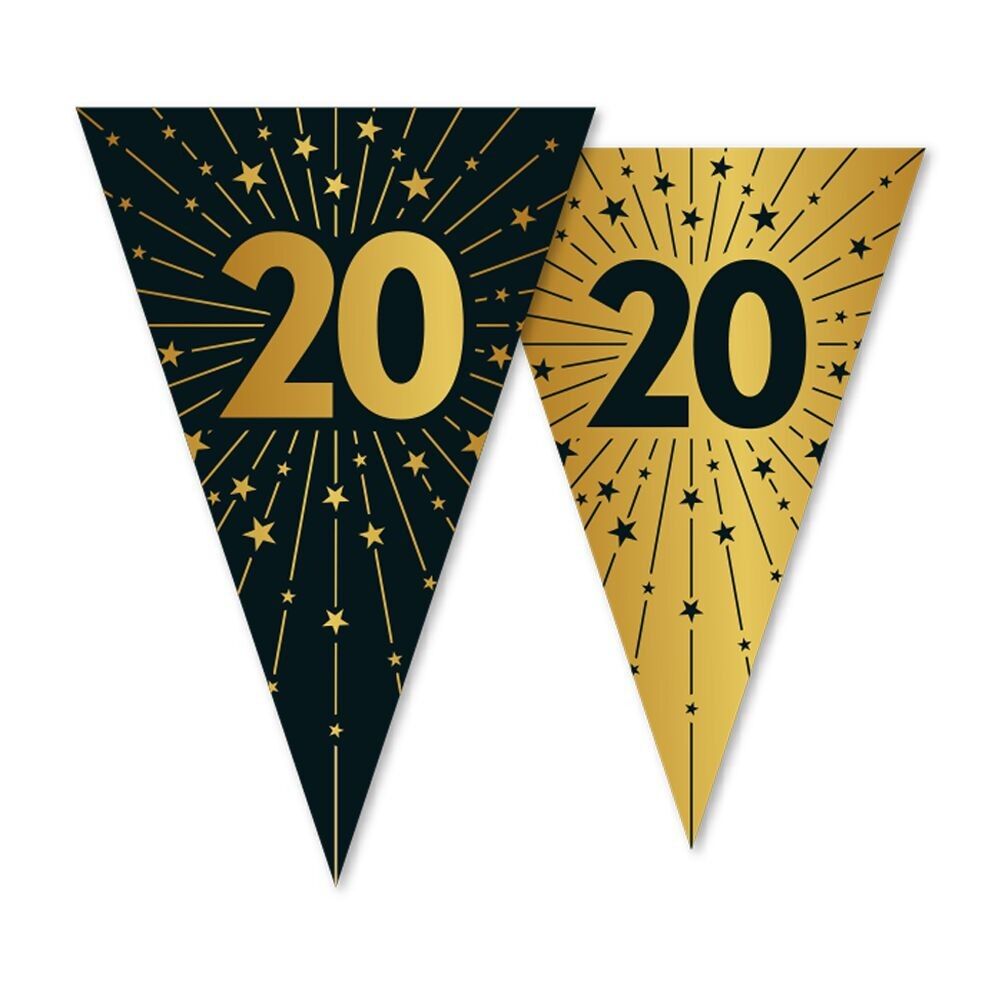 Wimpelkette PET 10m - 2-seitiger Druck - Flaggengröße 20x30cm - '20' Golden Celebrations