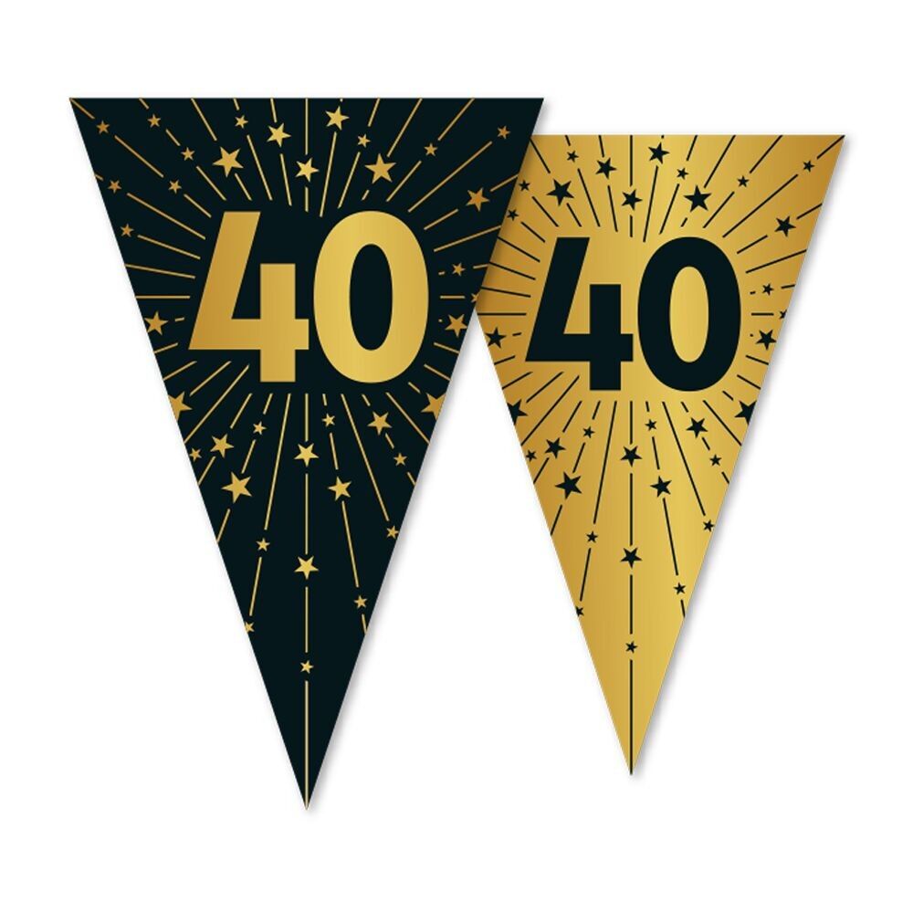 Wimpelkette PET 10m - 2-seitiger Druck - Flaggengröße 20x30cm - '40' Golden Celebrations