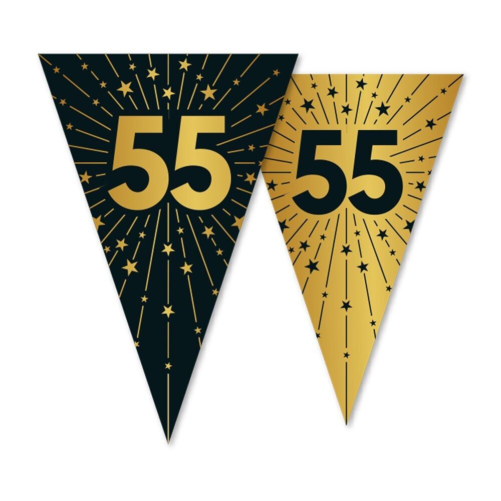 Wimpelkette PET 10m - 2-seitiger Druck - Flaggengröße 20x30cm - '55' Golden Celebrations
