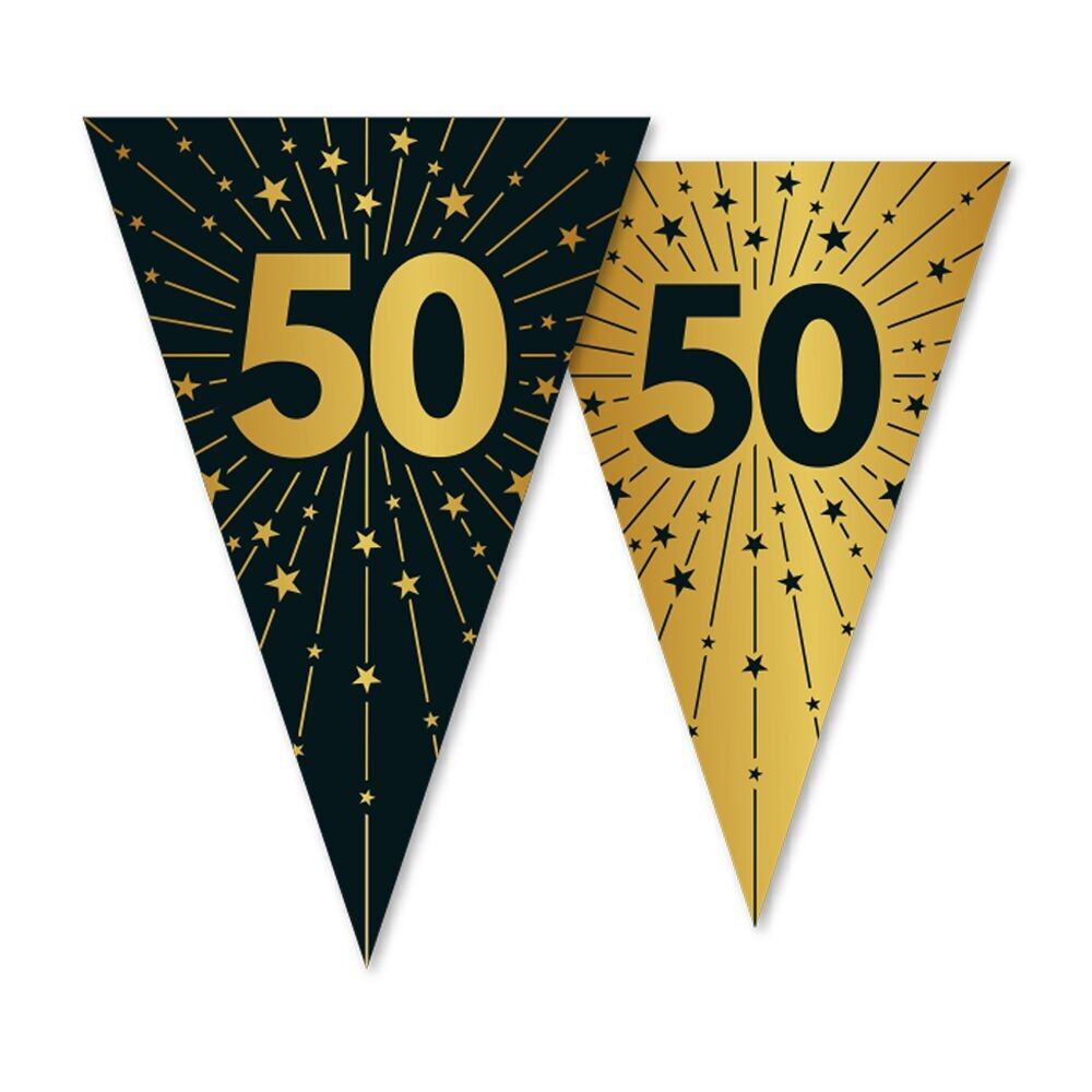 Wimpelkette PET 10m - 2-seitiger Druck - Flaggengröße 20x30cm - '50' Golden Celebrations