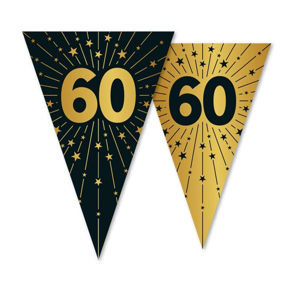 Wimpelkette PET 10m - 2-seitiger Druck - Flaggengröße 20x30cm - '60' Golden Celebrations
