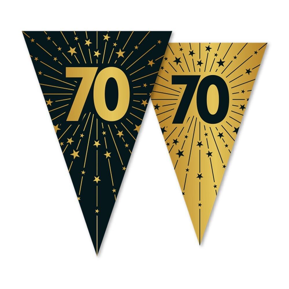 Wimpelkette PET 10m - 2-seitiger Druck - Flaggengröße 20x30cm - '70' Golden Celebrations