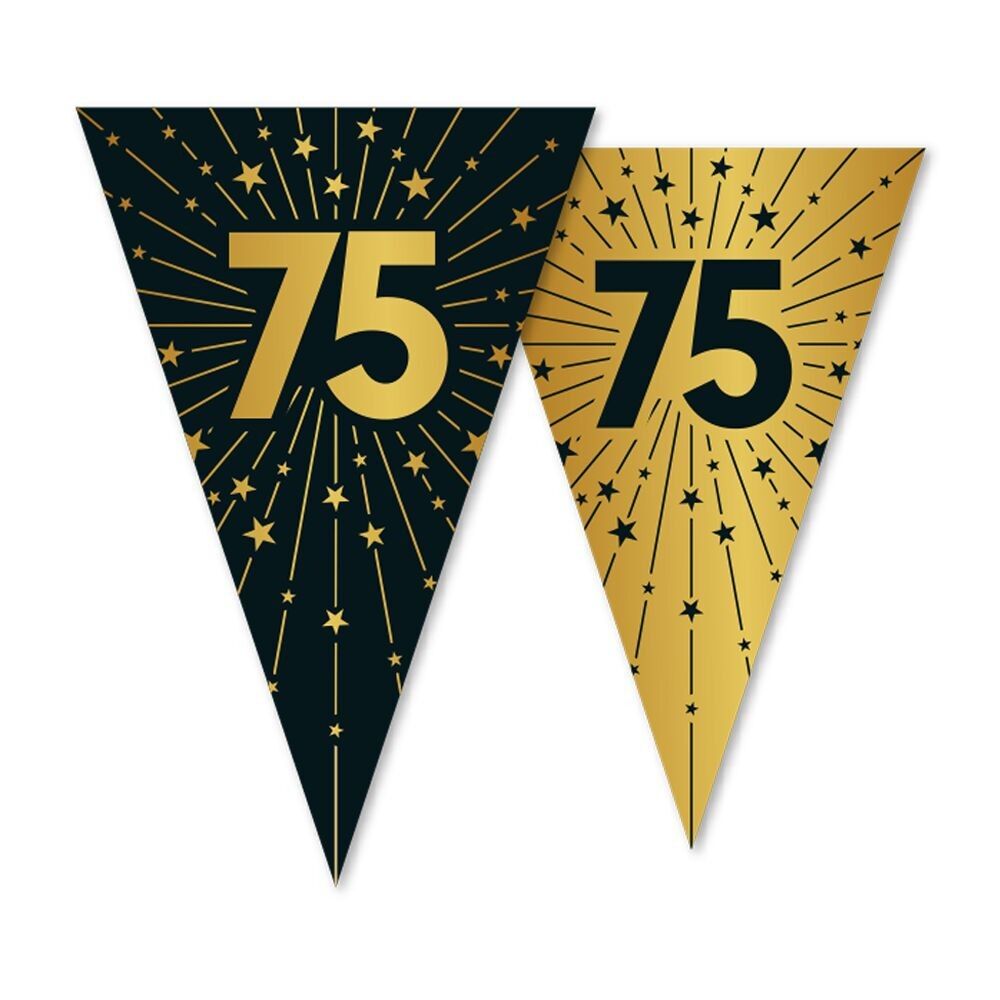 Wimpelkette PET 10m - 2-seitiger Druck - Flaggengröße 20x30cm - '75' Golden Celebrations