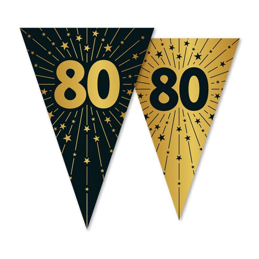 Wimpelkette PET 10m - 2-seitiger Druck - Flaggengröße 20x30cm - '80' Golden Celebrations