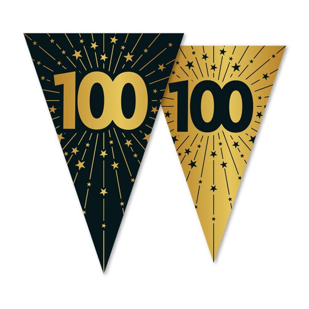 Wimpelkette PET 10m - 2-seitiger Druck - Flaggengröße 20x30cm - '100' Golden Celebrations
