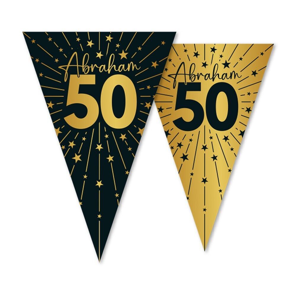 Wimpelkette PET 10m - 2-seitiger Druck - Flaggengröße 20x30cm - Abraham Golden Celebrations