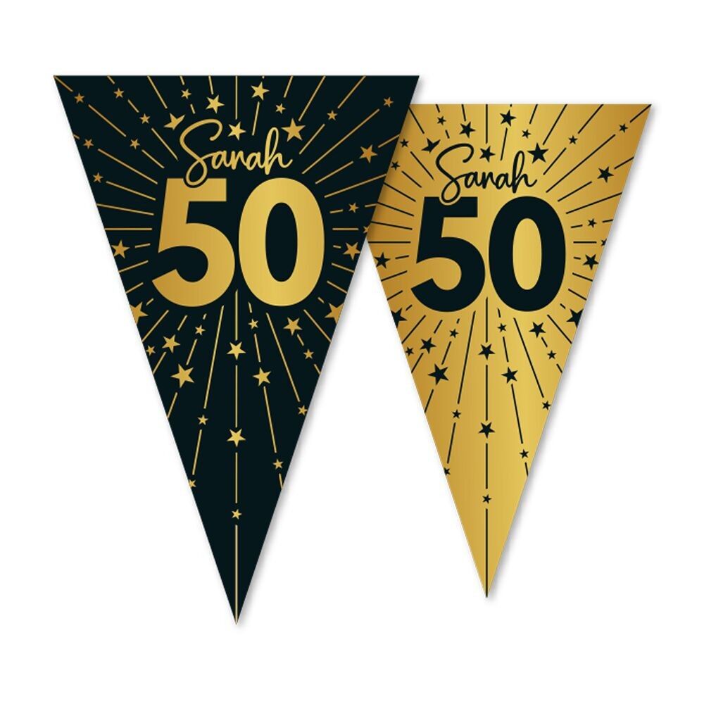 Wimpelkette PET 10m - 2-seitiger Druck - Flaggengröße 20x30cm - Sarah Golden Celebrations