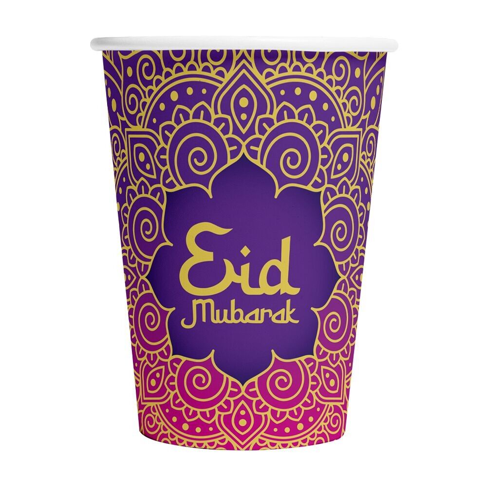 8 gobelets en papier 210 ml - Eid Mubarak