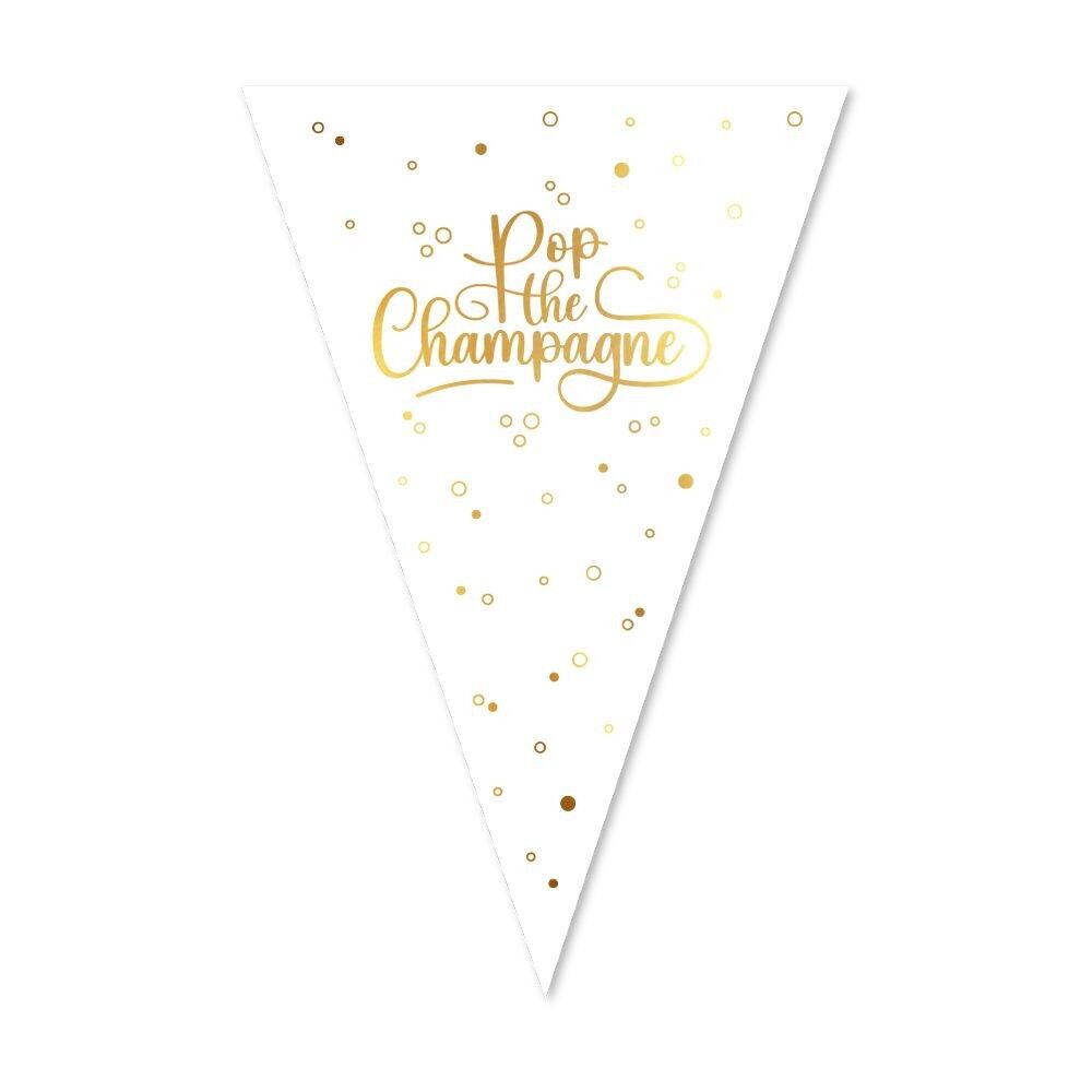 Guirlande de papier 6 m 20 x 30 cm - Pop the Champagne - blanc