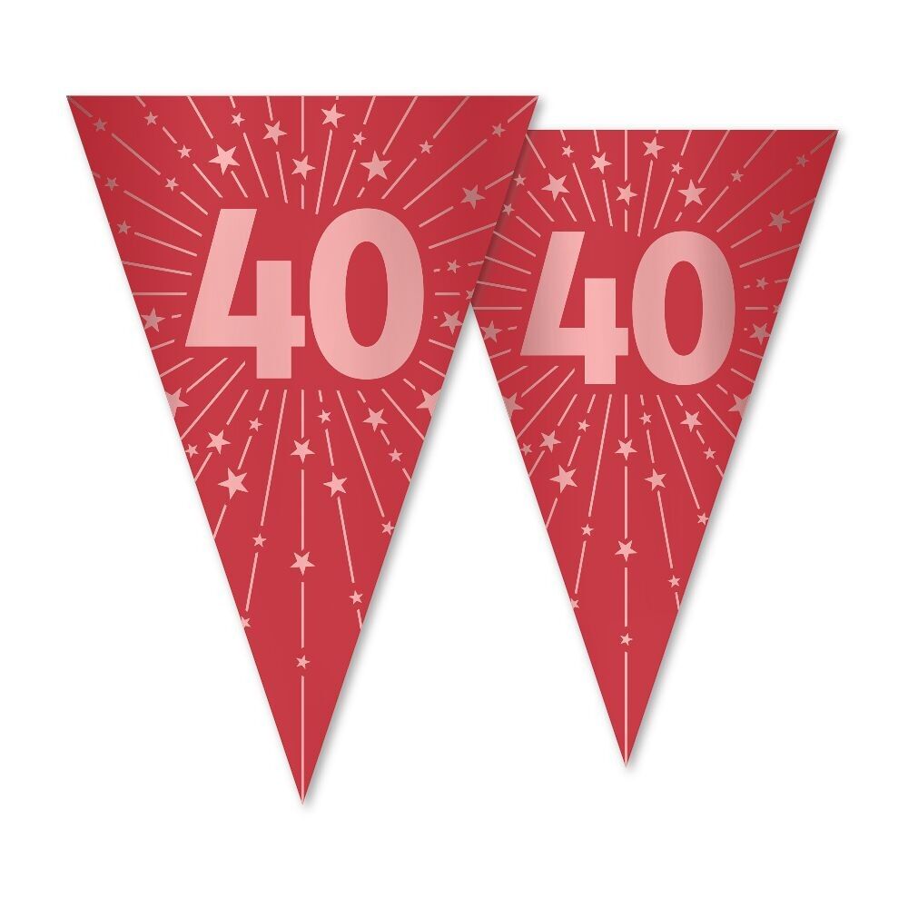 Banderín PET 10m - Impresión a 2 caras - Tamaño bandera 20x30cm - '40' rojo rubí