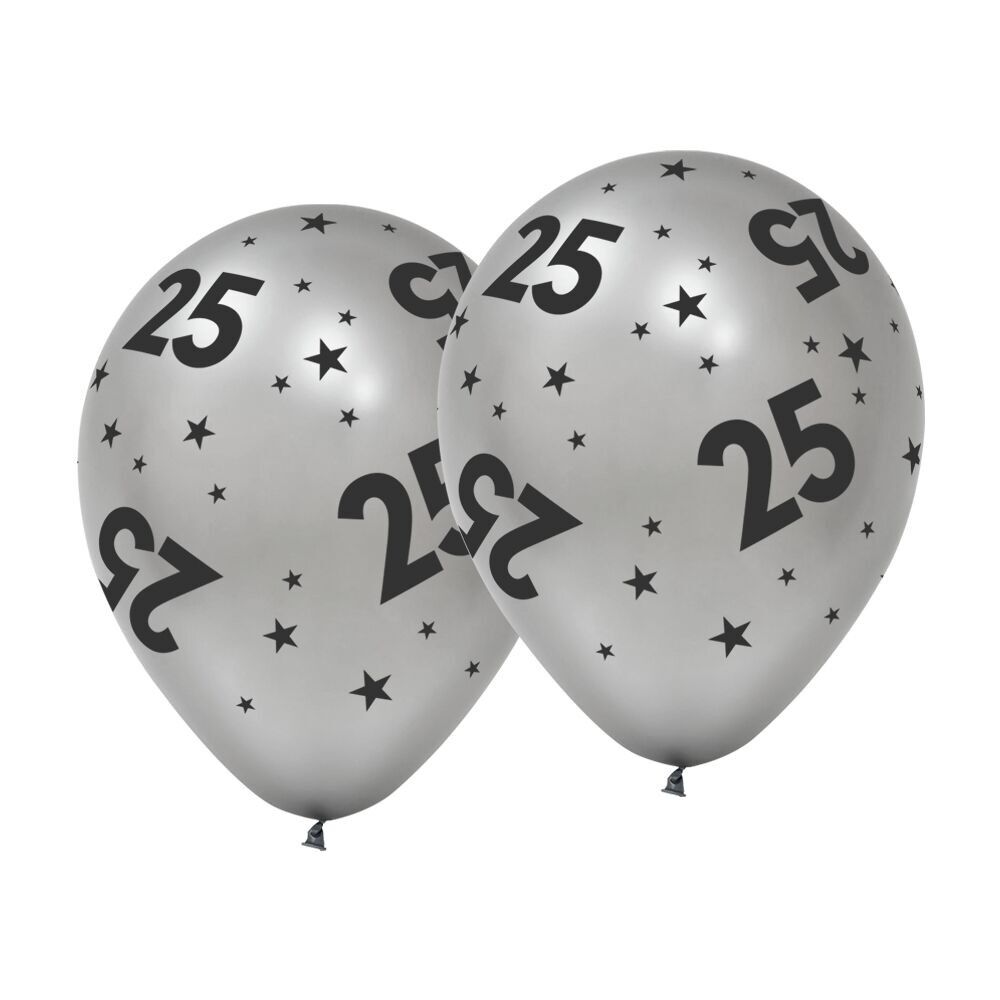 6 Globos 12'' '25' plateados