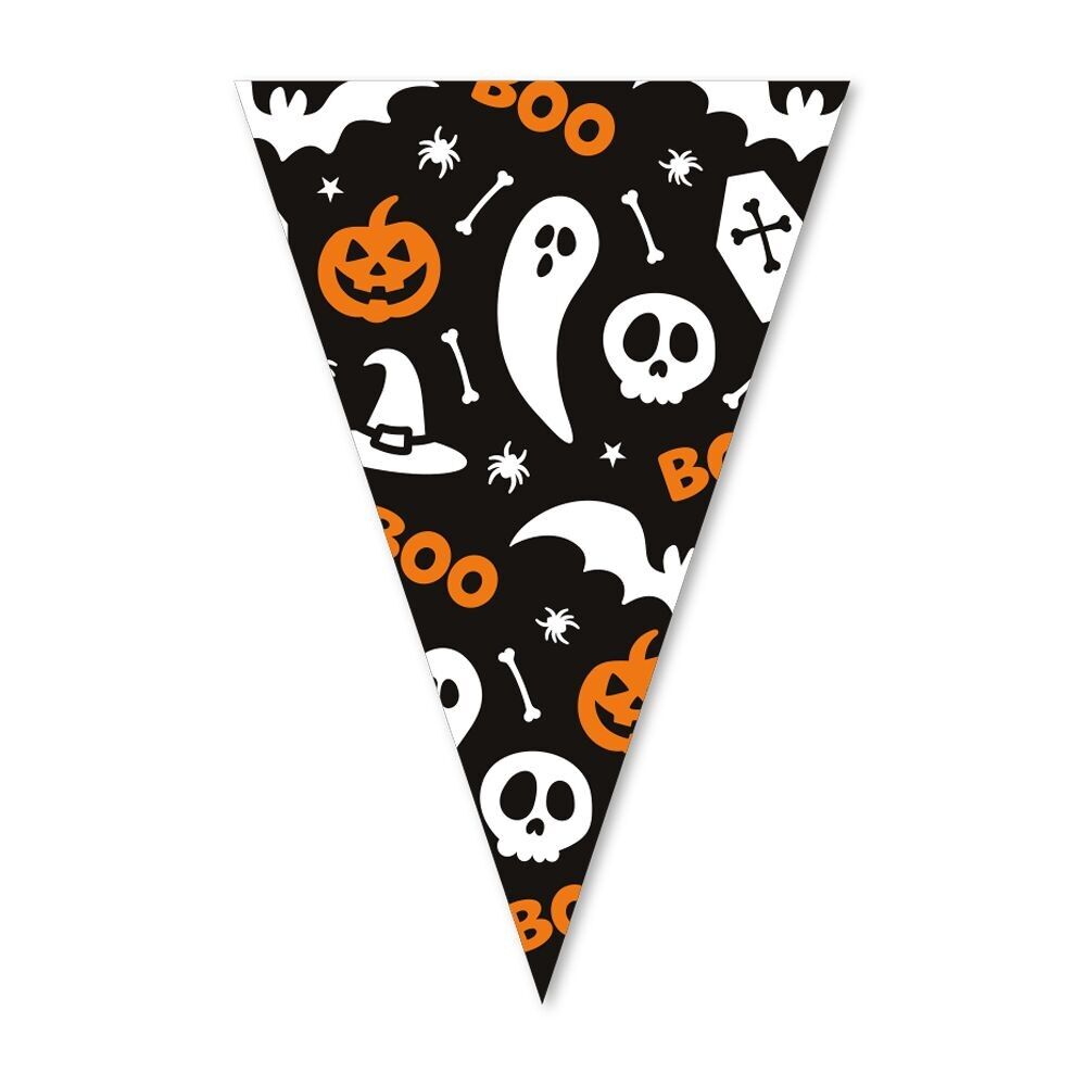 Banderines PET de 10 m y 20 x 30 cm - Halloween Boo