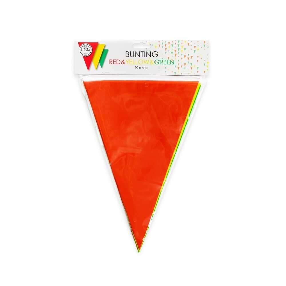Guirlande PE 10 m rouge/jaune/vert, dimensions des drapeaux : 20 x 30 cm