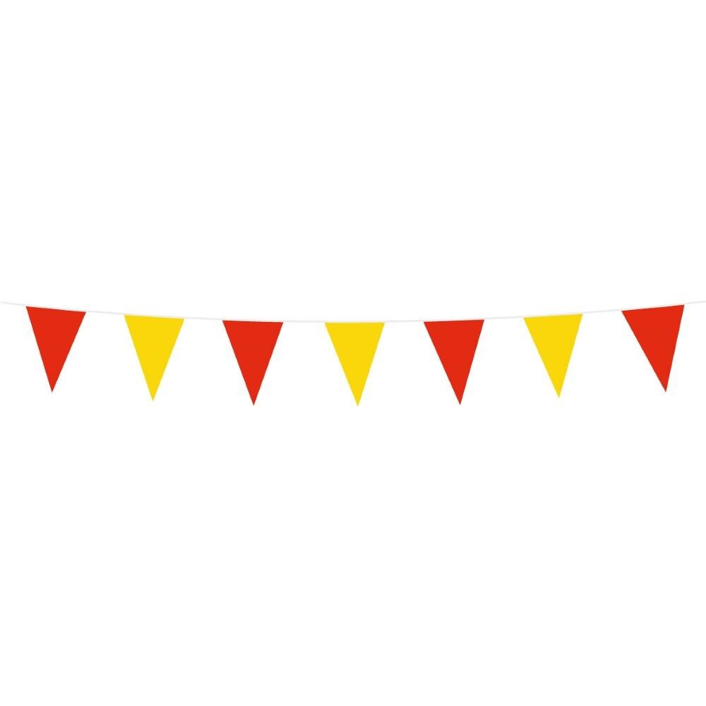 Guirlande PE 3 m rouge/jaune, dimensions des drapeaux : 10 x 15 cm