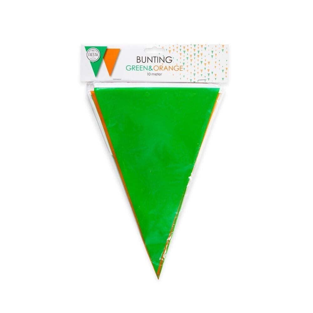 Guirlande PE 10m vert-orange dimensions drapeaux : 20x30cm