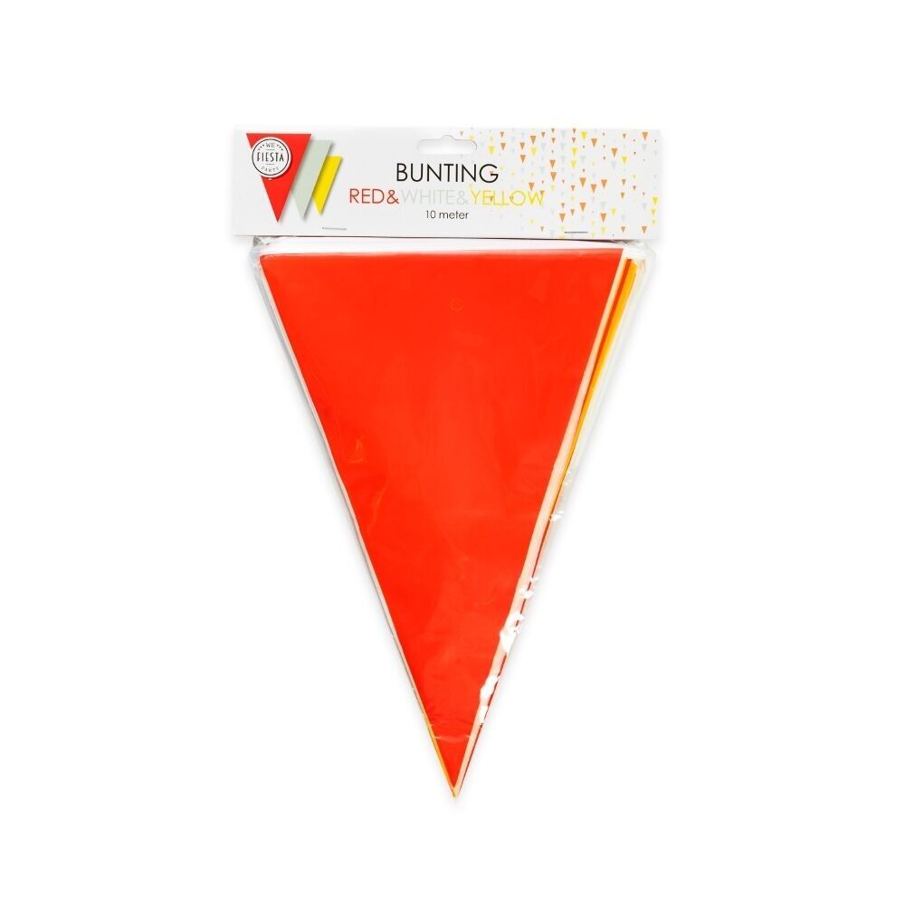 Guirlande PE 10m rouge/blanc/jaune taille drapeaux : 20x30cm