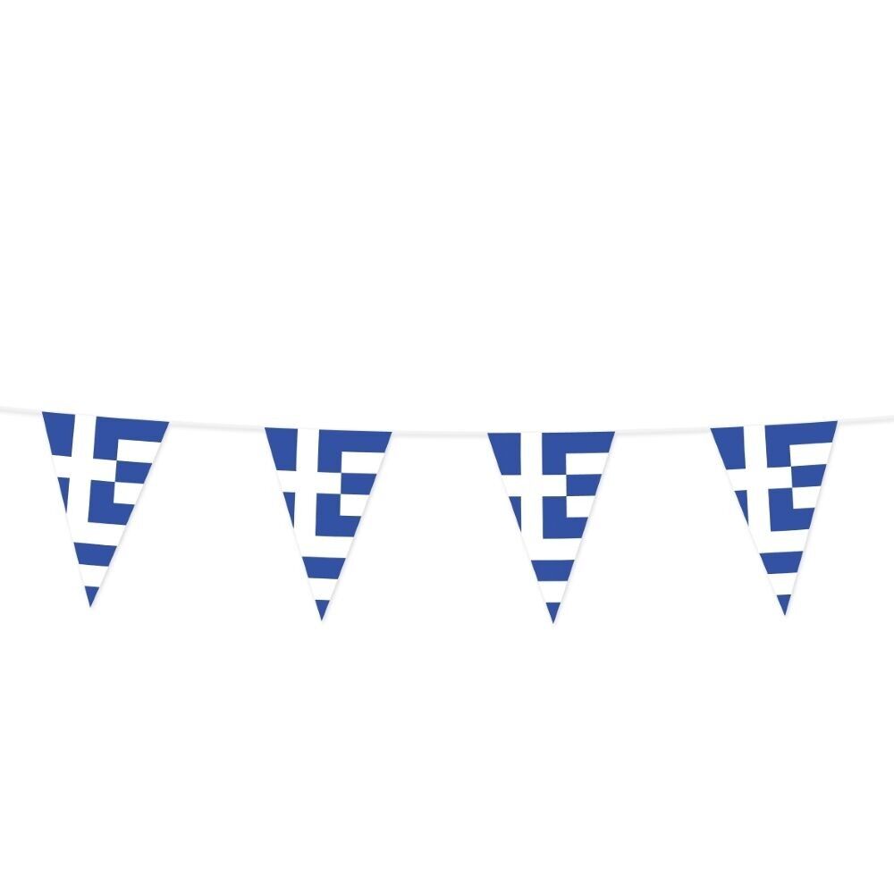 Guirlande PE 10 m, dimensions des drapeaux de la Grèce : 20 x 30 cm