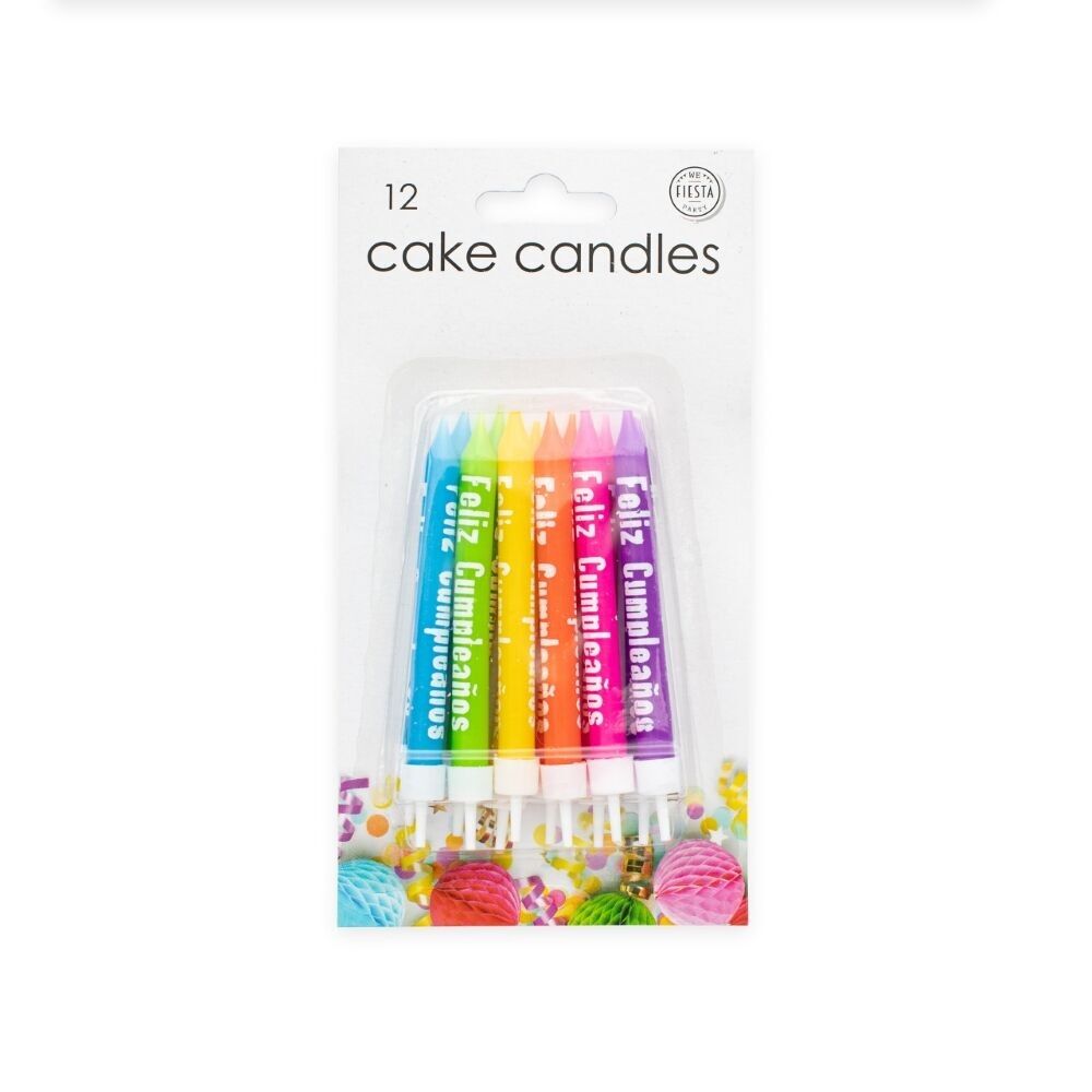 Set de bougies à gâteau "Feliz Cumpleaños" multicolore