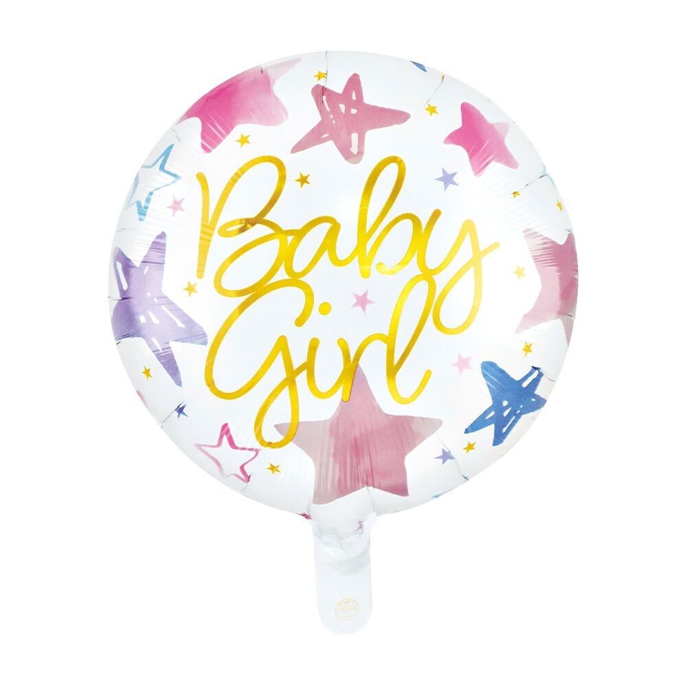 Ballon aluminium rond 18" - 'Baby Girl' rose