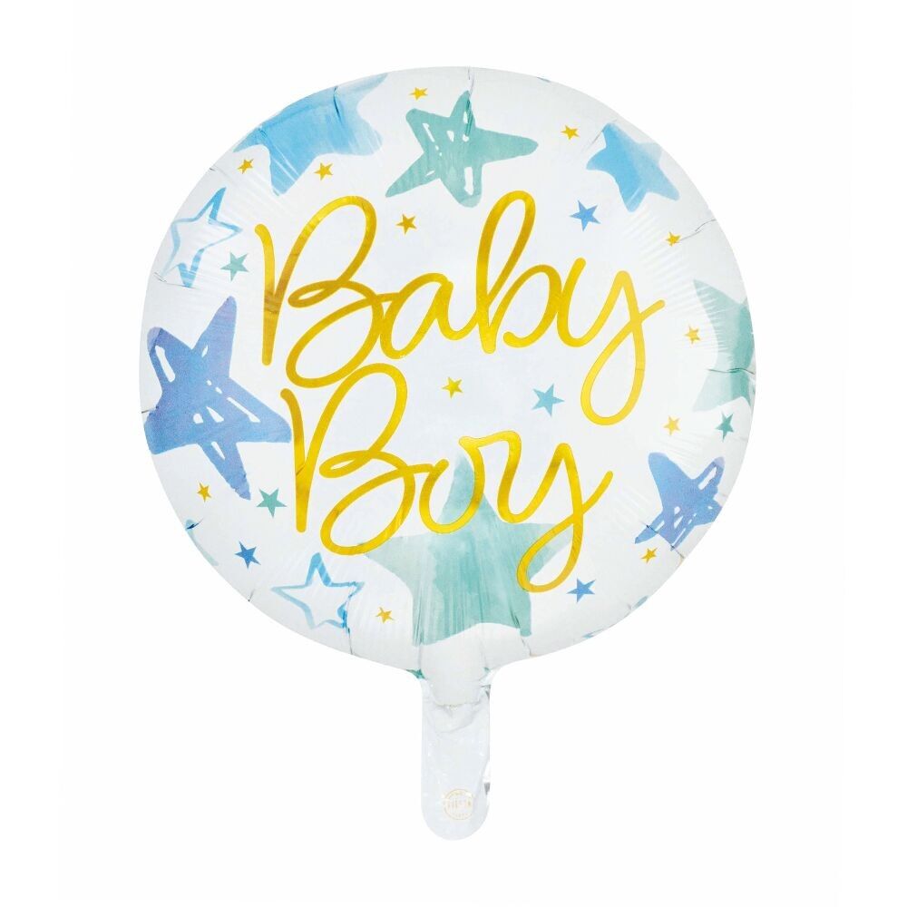 Ballon aluminium rond 18" - 'Baby Boy' bleu