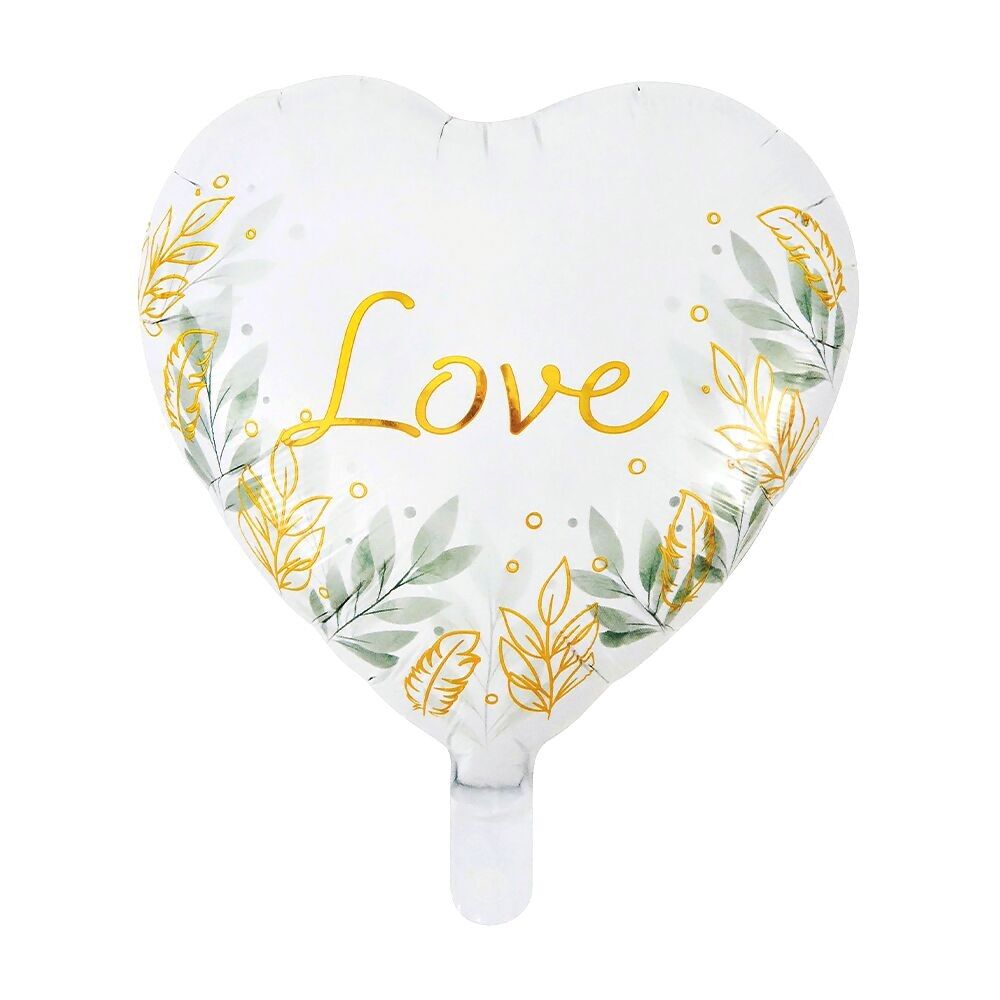 Ballon aluminium 18" en forme de cœur - 'Love' or et naturel