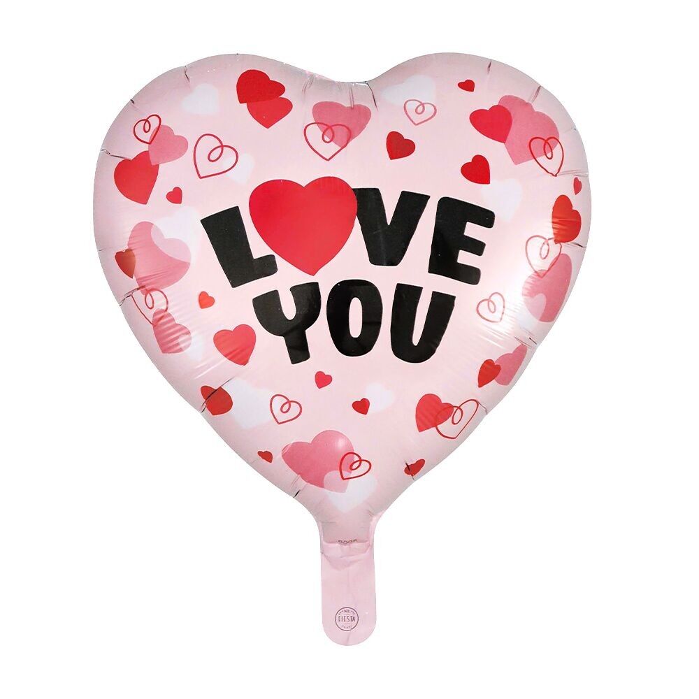 Ballon aluminium 18" en forme de cœur - 'Je t'aime' cœurs roses